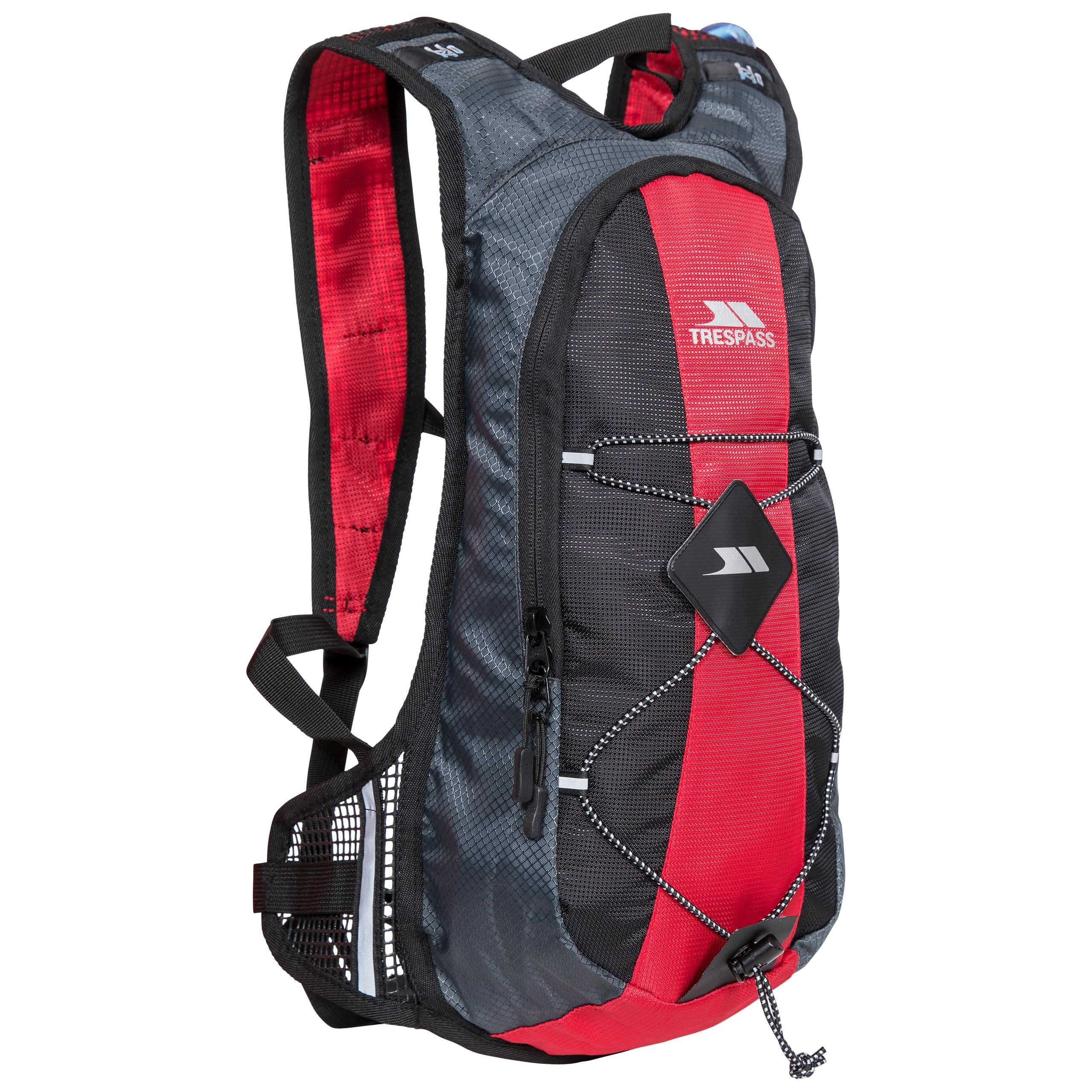 Trespass Unisex Backpack Hydration Pack Mirror - 15L Capacity, 2L Water Bladder, Waist Strap, Bungee Cord Storage, 100% Polyester PU Coated
