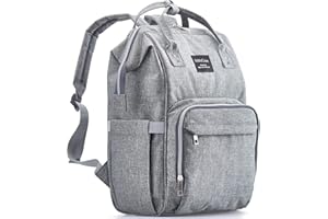 KiddyCare Diaper Bag Backpack | Baby Diaper Bags with Changing Station for Mom | Multifunction Travel Back Pack Maternity Baby Bags Waterproof Tote Bag Spacious, Unisex Stylish | Gray