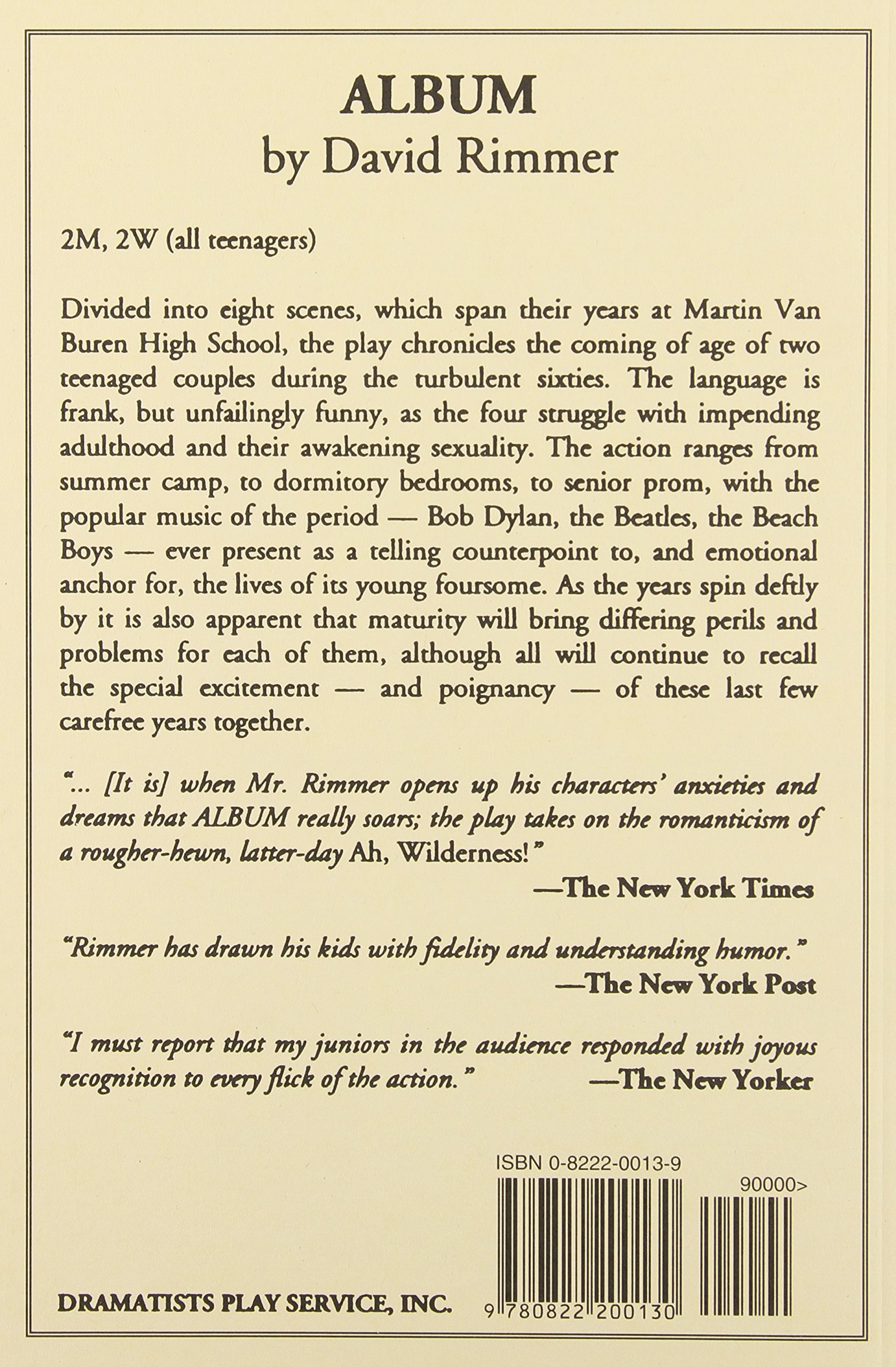 Album Acting Edition For Theater Productions David Rimmer Rimmer David 9780822200130 Amazon Com Books