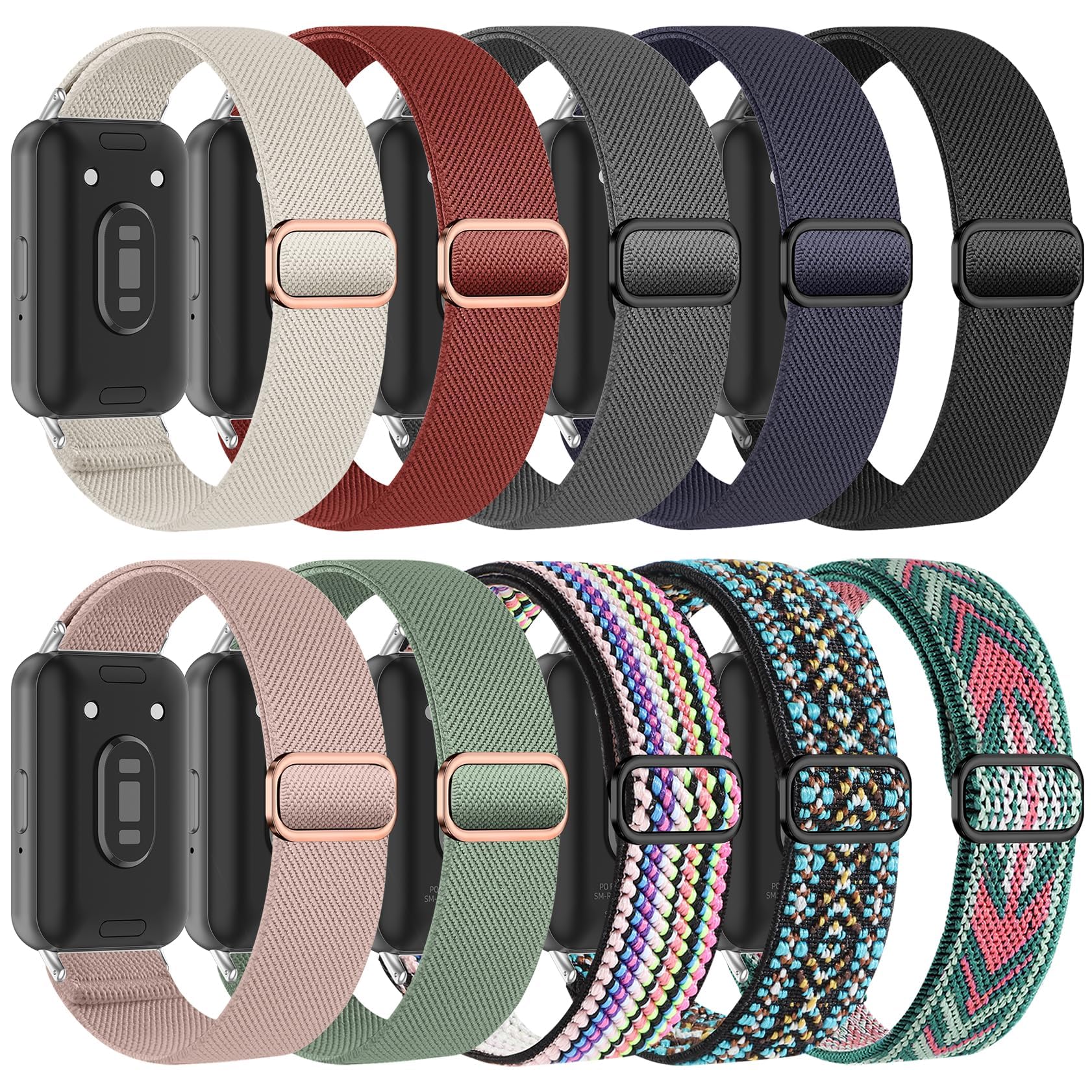 Photo 1 of HQzon 10 Pack Stretchy Nylon Watch Bands Compatible with Samsung Galaxy FIT 3,Soft Breathable Adjustable Elastic Sport Replacement Skin Friendly Fabric Strap for Galaxy FIT 3 SM-R390 Women Men