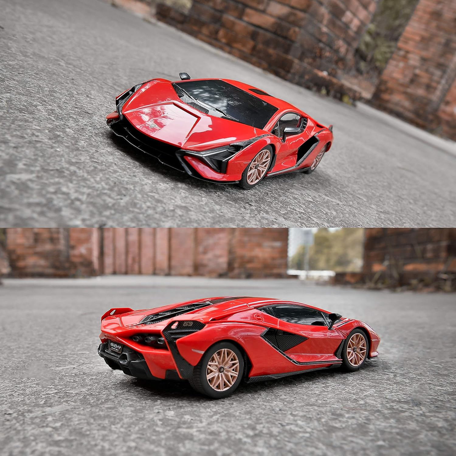 BEZGAR X RASTAR Licensed RC Series, 1:24 Scale Diecast Remote Control Car Lamborghini Sián FKP 37 Electric Sport Racing Hobby Toy Car Model Vehicle for Boys and Girls Teens and Adults Gift (Red): Toys & Games