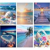 Upigi Diamond Art Kit For Adults - Full Drill 5D Round Diamonds, 12x16 Inch Landscape Beach Painting, DIY Home Decor - View #3
