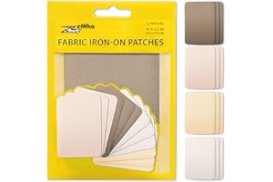 ZEFFFKA Premium Quality Fabric Iron-on Patches Inside & Outside Strongest Glue 100% Cotton Shades of Brown Beige Khaki Repair