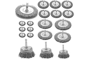 VIDICA Wire Brush Set 20 Pcs, 1/4 Inch Hex Shank Wheel for Drill, Carbon Steel Brush Set for Cleaning Rust