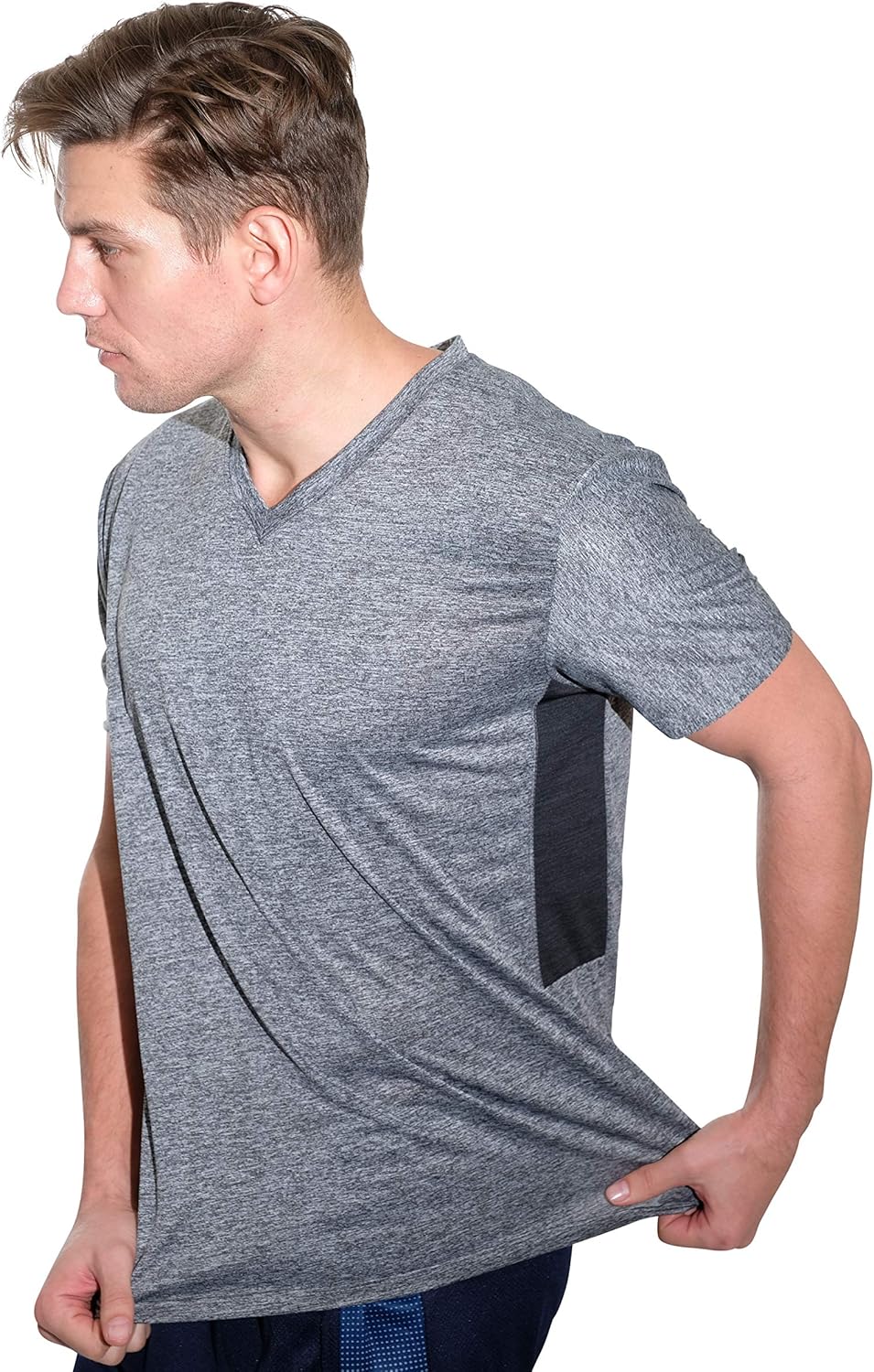 5 Pack: Men’s V-Neck Dry-Fit Moisture Wicking Active Athletic Tech Performance T-Shirt: Clothing