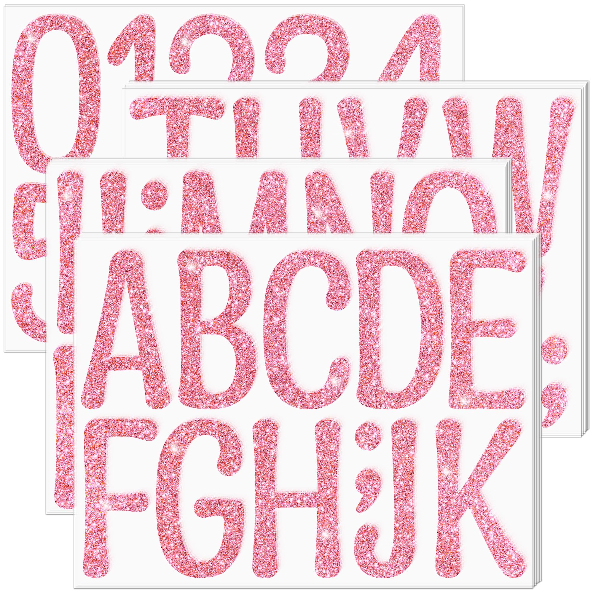 Photo 1 of 264 PCS Bulletin Board Letters 4 Inch Letter Stickers Large Glitter Alphabet Number Stickers Self Adhesive Letters Sticker for Poster Bulletin Board Classroom Mailbox Craft Party Decor (20, Pink)