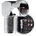 GE Right-Angle F-Type Connector Adapter For RG59 RG6 F-Type Coaxial Cables, 90-Degree Male-to-Female Connector, Screw-On Installation, No Tools Required 34483