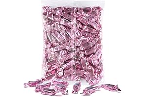 OPPENHEIMER USA Pink Foil Candy - Baby Pink Foils Chewy Taffy Candy, 1-Pound Bag of Baby Pink Color Themed Kosher Candies Individually Wrapped Strawberry Fruit-Flavored Taffies (NET WT 454g, About 63 Pieces)