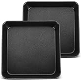 Herogo 9 x 9 Baking Pan Set of 2, Black Stainless Steel Square Cake Pan for Lasagna Brownies Casseroles Cakes, Non-Stick & Oven Safe