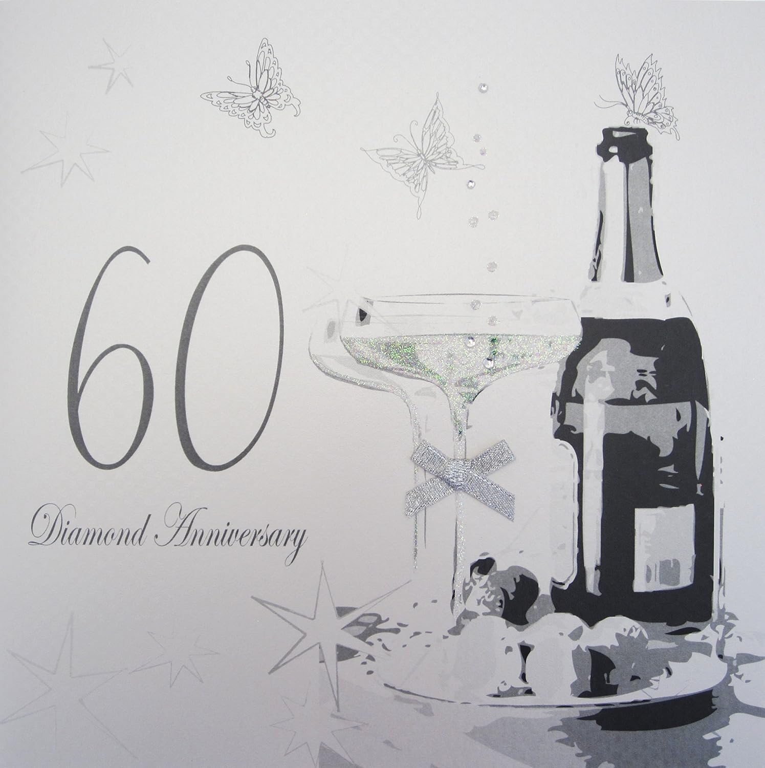 White Cotton Cards Grande Carte Noces De Diamant Carte Pour 60e Anniversaire