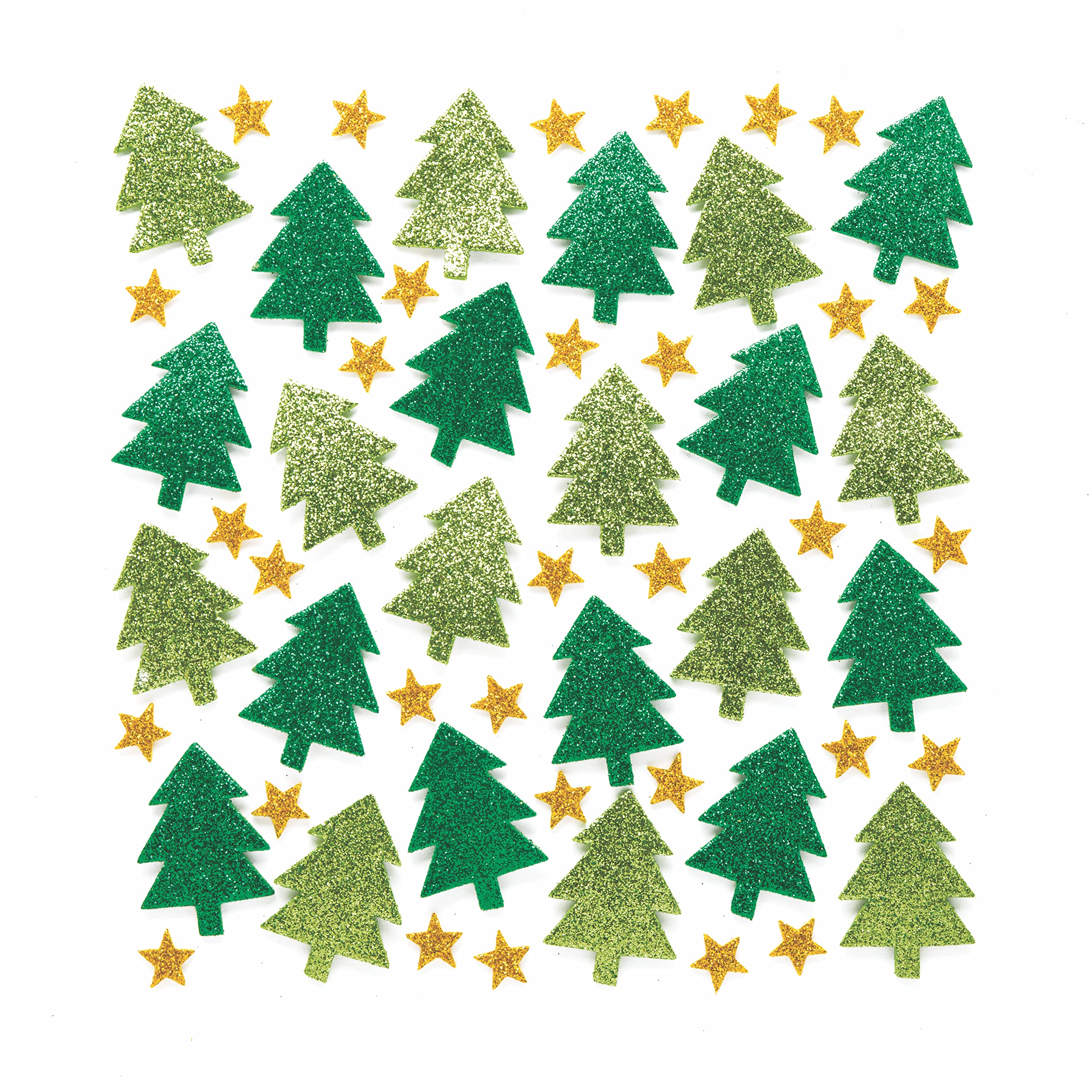 Baker Ross AR713 Glitter Tree, Christmas Stickers for Arts and Crafts (Pack of 100), Assorted