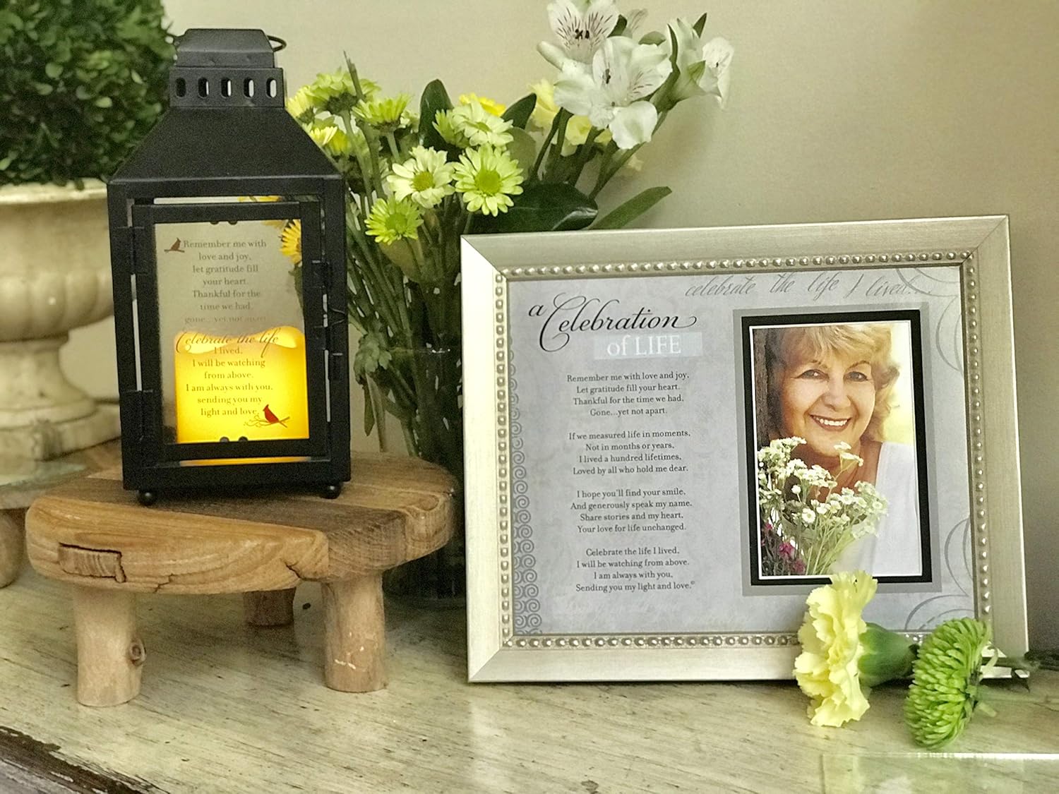 Celebration of Life Memorial Lantern with Flickering LED Candle-Thoughtful Bereavement/Sympathy Gift for Loss of Loved One (Black): Home & Kitchen