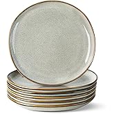 AmorArc Ceramic Dinner Plates Set of 6, 10.5 Inch Handmade Reactive Glaze Stoneware Plates, Rustic Shape Dinnerware Dish Set for Kitchen, Microwave & Dishwasher Safe, Scratch Resistant