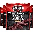 Jack Link's Steak Strips, Beef Jerky, Original Flavor, Snack Bags, Extra Thick Cut Protein Snacks, Ready to Eat - 9g of Protein, 70 Calories Per Serving, Made with Premium Beef, 2.6 Ounce (Pack of 4)