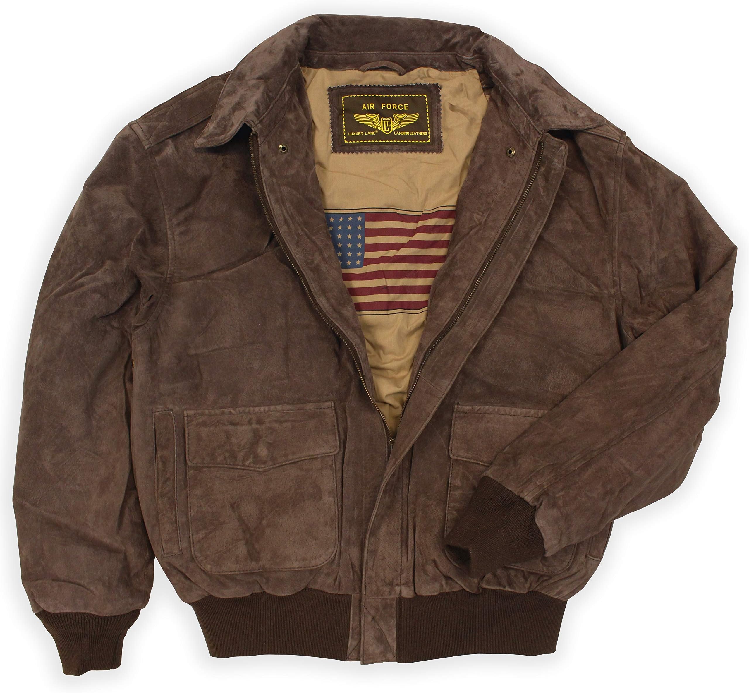 Landing LeathersMen Air Force A-2 Suede Leather Flight Bomber Jacket (Regular and Big & Tall)