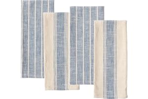 KAF Home Set of 4 Natural Rustic Farmhouse Slubbed Kitchen Towel | 100% Cotton Dish Towel, 18 x 28 Inches | Soft and Absorben