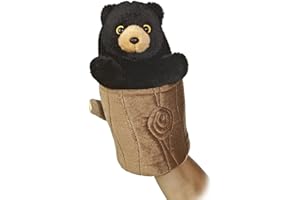 Aurora® Interactive Hand Puppet Black Bear Pop Up Puppet Stuffed Animal - Storytelling Adventures - Playful Learning - Black 10 Inches