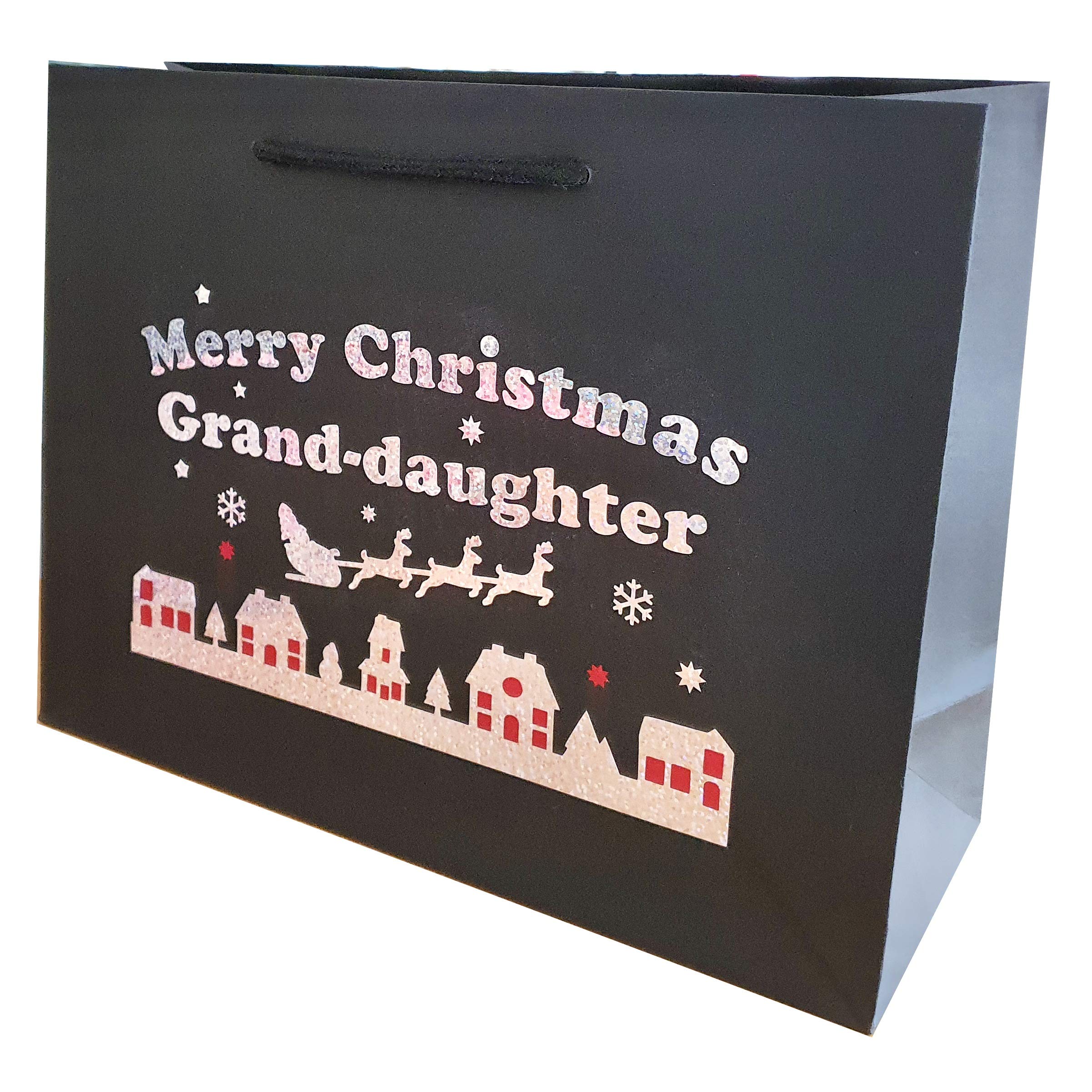 Large Grand-Daughter Christmas Holographic Gift Bags Wrap