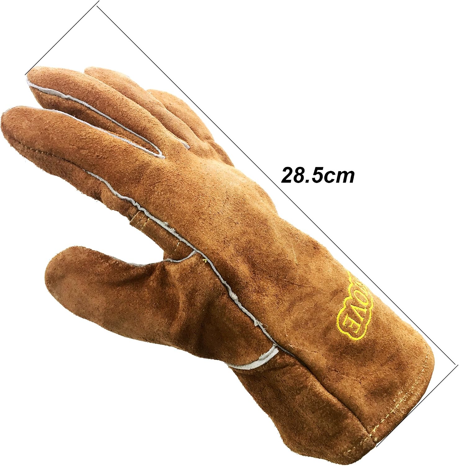 Cosystove Genuine Full Leather Heavy Duty Heat Resistant Gloves for Woodburner Multi-Fuel Stoves Heavy Duty Safety Gauntlet Also for BBQs Pizza Ovens - Image 5
