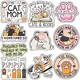 VOTANTA (10 Pcs, 3 inch) - Cute Cat Lover Stickers Pack, Easily Distracted by Cat Sticker, Stay Pawsitive Decal, Motivational Quote Owners Pet Lover Gifts Decoration for Laptops, Phones, Water Bottles
