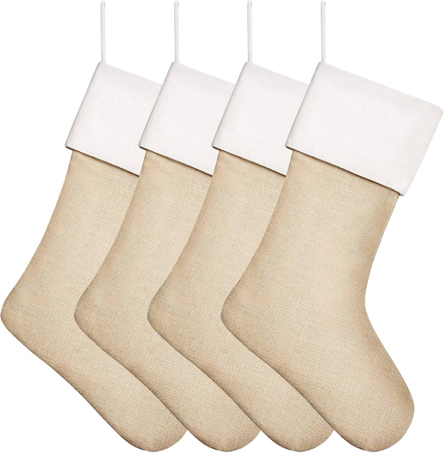 Christmas Stocking Plain Burlap Stocking Christmas Decor 18",Pack 4