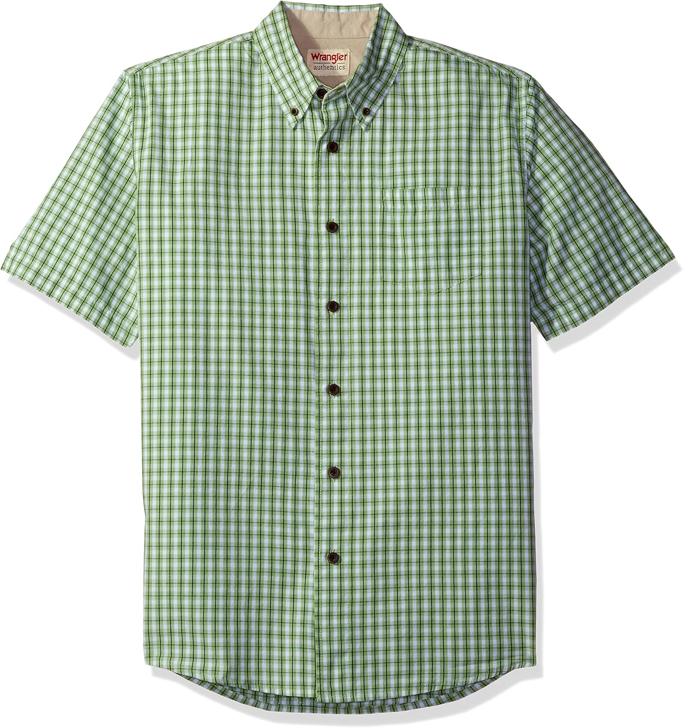 Wrangler Authentics Men’s Short Sleeve Plaid Woven Shirt at  Men’s Clothing store