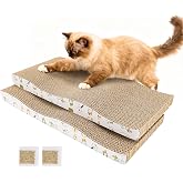 PatiencET Cat Scratch Pad 2 Pack, Waved Cardboard Cat Scratcher | Scratching Board with Catnips for Small Medium Size Cats, Kittens, Protects Furniture &amp; Couch