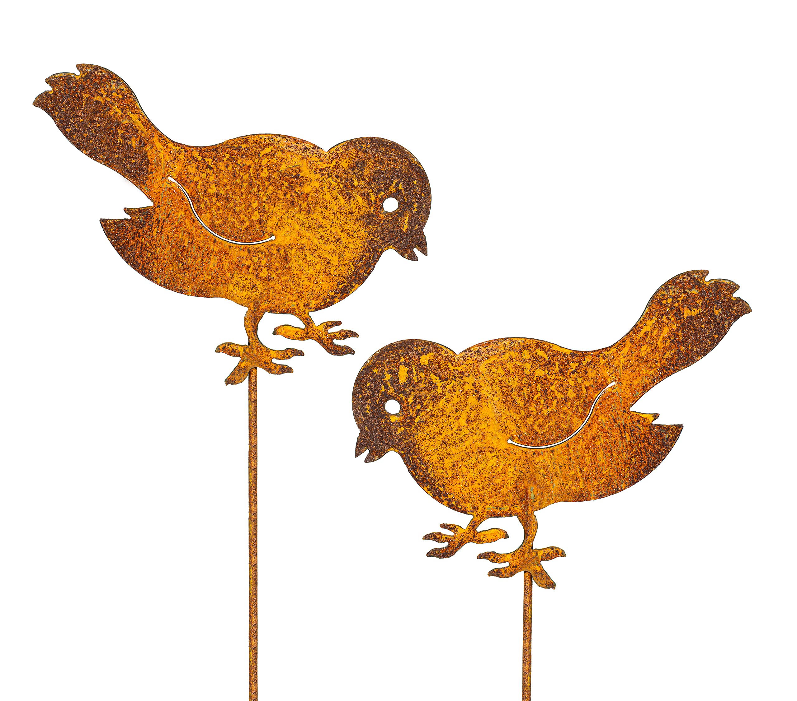 Blümelhuber Garden Stake Rust Birds in Set of 2 - Patina Garden Decoration Stake Bird Figure - Animals as Rusty Metal Decoration for Outdoor Use - 30 cm Large