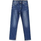 KIDSCOOL SPACE Boys Slim Jeans,Little Big Elastic Band Inside Simple Desgin Stretchy Denim Pants