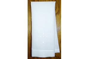 White Linen Baptism Cloth with White Cross Towel Size