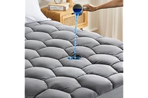 Sonive Waterproof Mattress Protector, King Mattress Topper with Deep Pocket up to 21'',Quilted Fitted Waterproof Mattress Pad,Ultra Soft & Supportive, Durable & Easy Care, Oeko-Tex Certified Grey