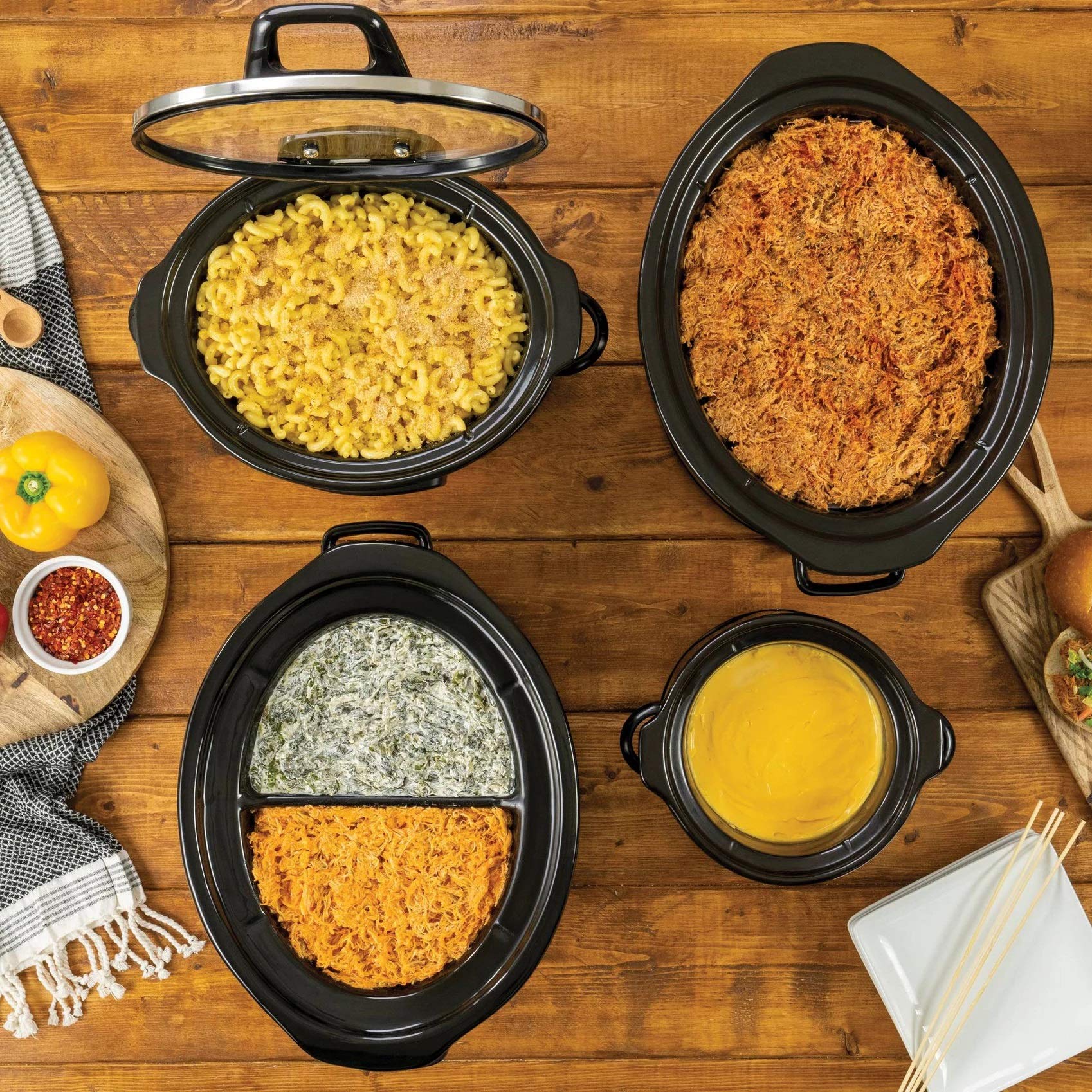 CrockPot ChooseaCrock 6 Quart And Split 2.5 Quart Double Slow Cooker And Food Warmer