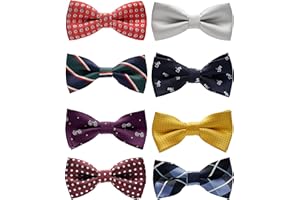 BELLUNO Boys Bow Ties 8-Pack, Pre-tied Bow-Ties Adjustable for Kids, Children, Toddler BowTies