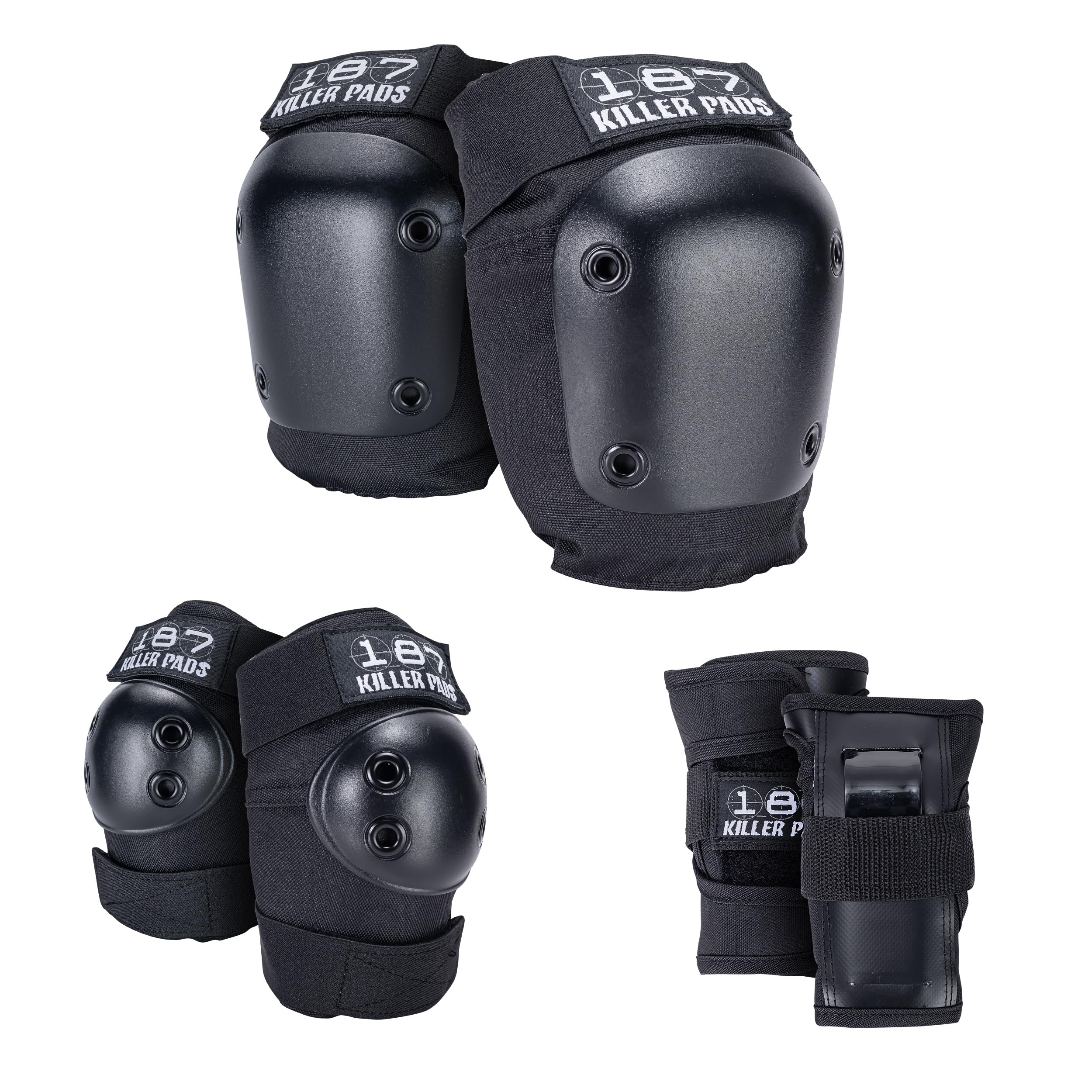187 Killer Pads Six Pack Pad Set, Protective Gear for Elbows, Knees, and Wrists - Ideal for Skateboarding, Roller Skating, and Inline Skating Image
