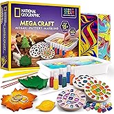 National Geographic Mega Arts and Crafts Kit for Kids – Mosaic, Marbling Paint & Air Dry Clay Pottery Kit – Art Projects for 