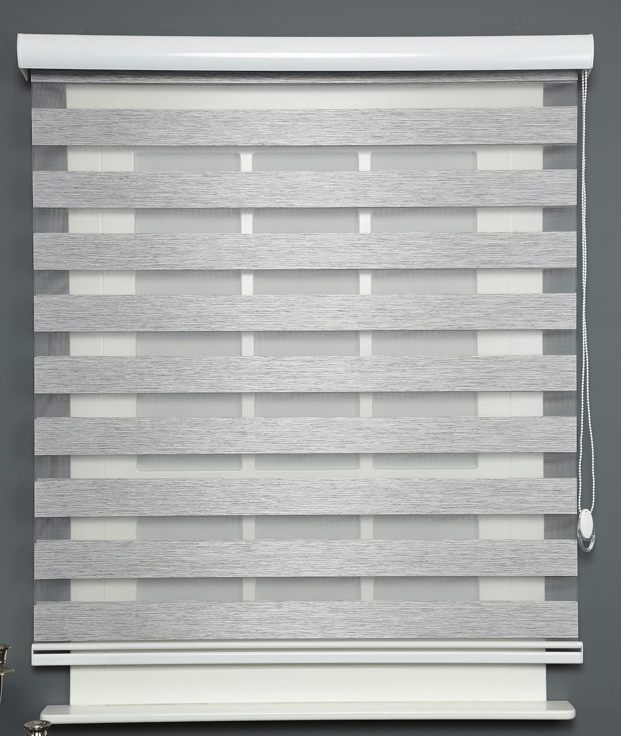 ShadesU Window Shades Zebra Dual Layer Roller Sheer Blinds Light Filtering Window Treatments Privacy Light Control for Day and Night (Maxium Height 72inch) (Grey Color) (Width 20inch): Home & Kitchen