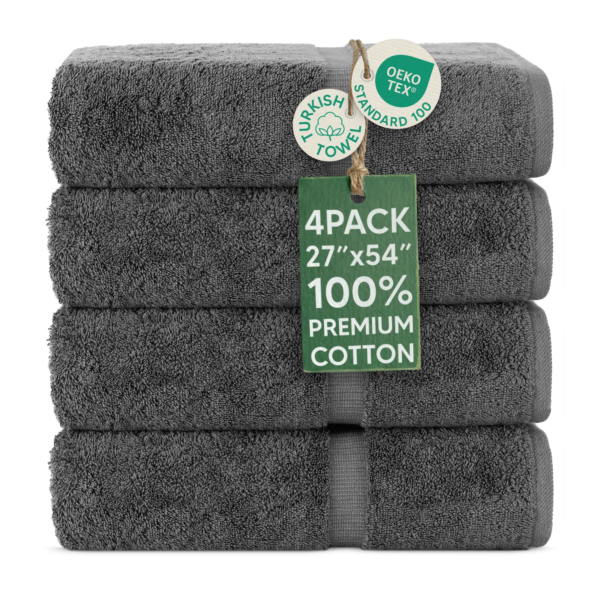 Photo 1 of Chakir Turkish Linens | Hotel & Spa Quality 100% Cotton Premium Turkish Towels | Soft & Absorbent (4-Piece Bath Towels, Dark Gray)