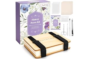 Auihiay Flower Press Kit with Instructions, 4 Layers 6.3 x 8.3 inches Flower Preservation Kit, Wood Flower Press Kit for Adults Kids to Make Dried Plant, DIY Flower Press Book