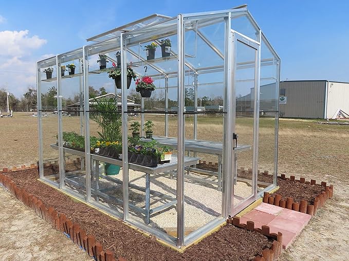 'Palmetto' 8' x 10' Aluminum & Glass Greenhouse Kit Amazon.ca Patio