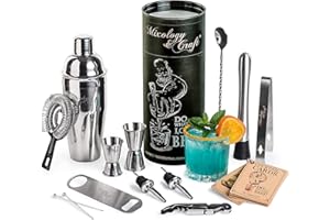 MIXOLOGY & CRAFT Mixology Bartender Kit: 14-Piece Cocktail Shaker Set - Bar Tool Set for Home and Professional Bartending - Martini Shaker Set with Drink Mixing Bar Tools - Exclusive Cocktail Picks and Recipes Bonus