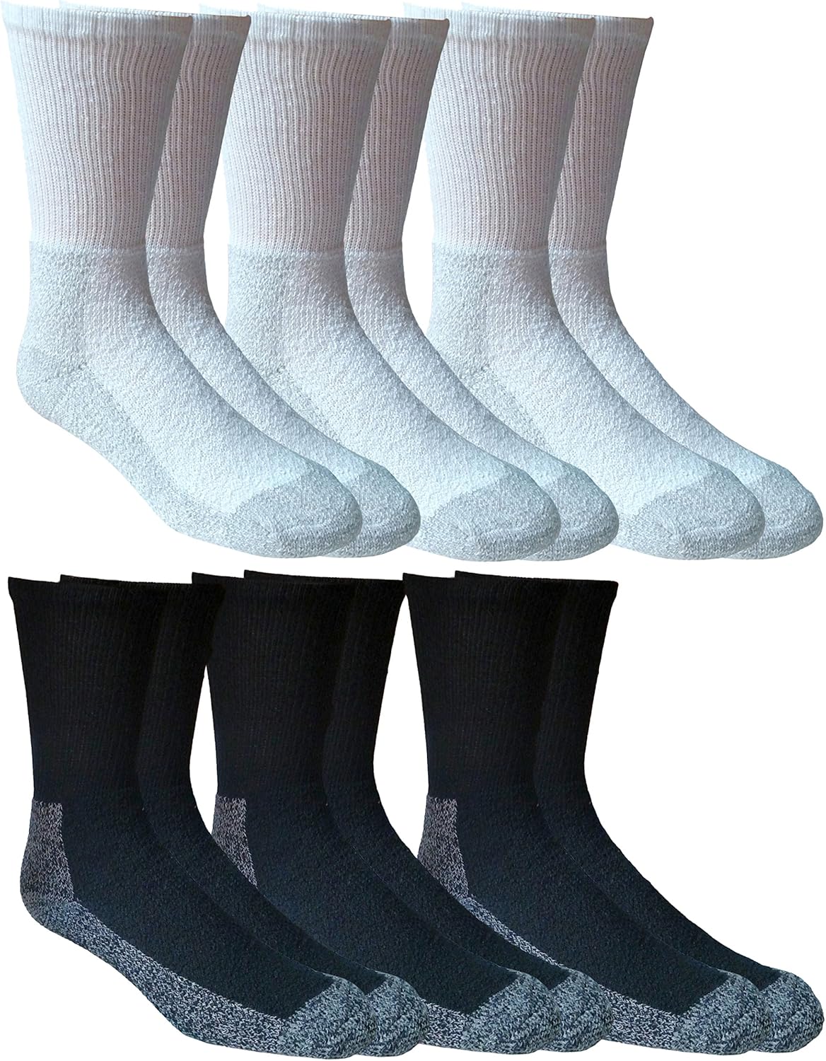 6 Pair pack Mens Steel Toe Boot Socks, Steel Toe Work Socks, Heavy Duty