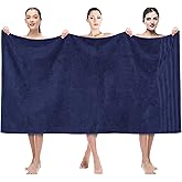 American Soft Linen 35x70 Jumbo Large Bath Towel, 600 GSM 100% Cotton Turkish Bath Sheet, Oversized Luxury Bath Towel for Bathroom Beach and Pool, Navy Blue