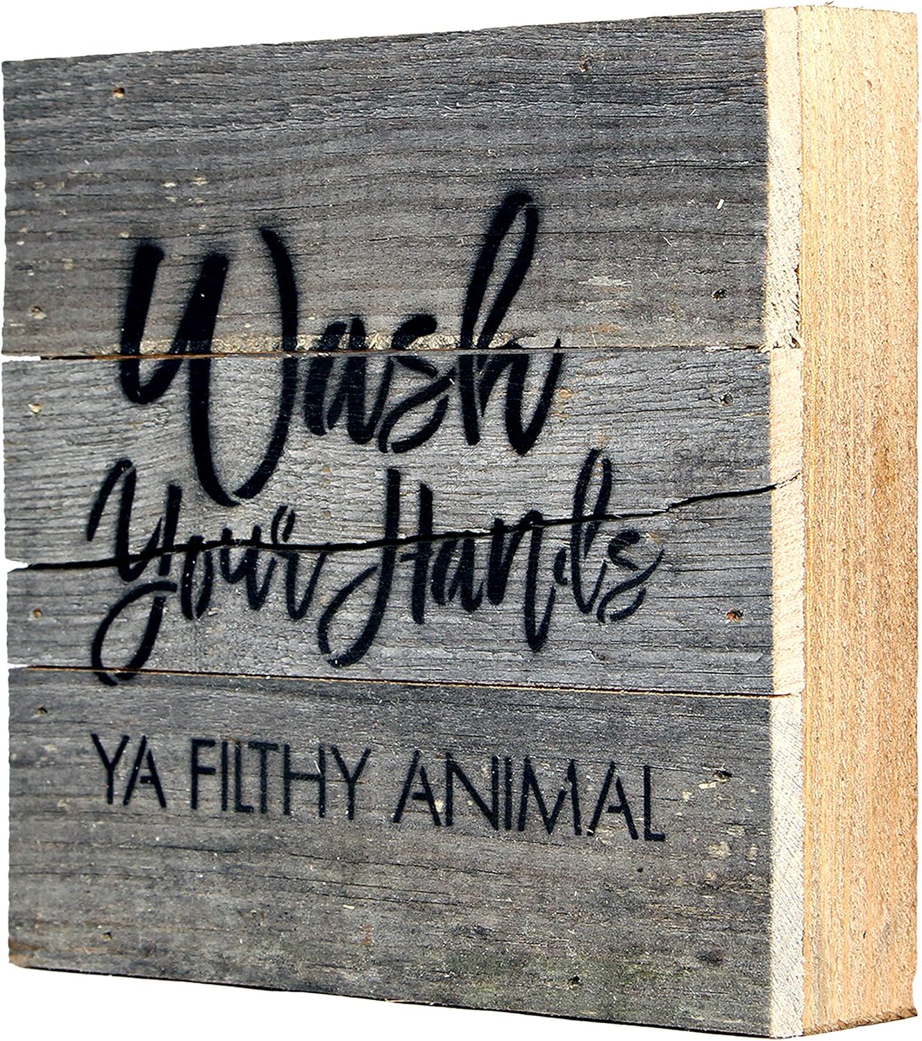 Wash Your Hands Ya Filthy Animal Box Signs for Home Decor, Farmhouse Cute Wooden Signs with Quotes, Funny Knick Knacks Home Decor Shelf Items, Wooden Box Signs with Quotes, Rustic Plaques with Sayings: Home & Kitchen