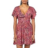Angie Womens Angie Women's Twist Front Peekaboo Cutout Short Sleeve Dress