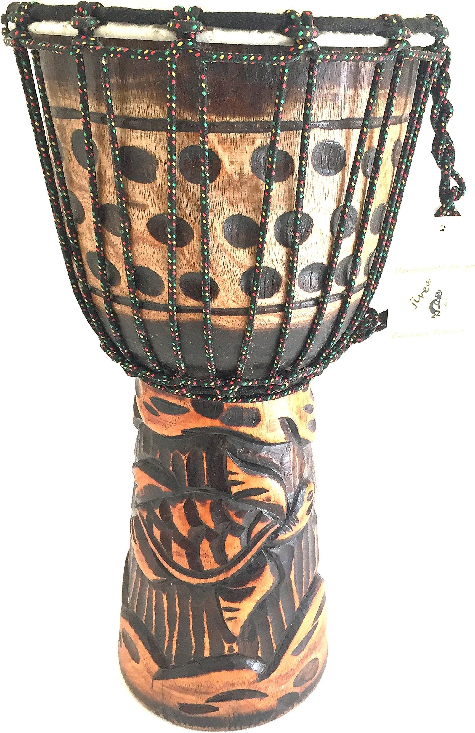 Djembe Drum SOLID Wood Deep Carved Turtle Bongo Congo African Drum PROFESSIONAL QUALITY/SOUND - JIVE BRAND - NOT MADE IN CHINA