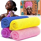 SpiralScgv 4 Pieces African Net Sponge Authentic Shower loofah exfoliating Body Scrubber Face Washcloth for Cleansing & Gentl