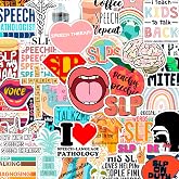 100Pcs Funny SLP Stickers, Speech Therapy Stickers for Water Bottles & Laptops, Speech Language Pathology Gifts for Women and
