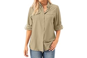 Womens Safari Sun Shirts UPF 50+ UV Sun Protection Long Sleeve Outdoor Quick Dry Fishing Hiking Gardening Shirts