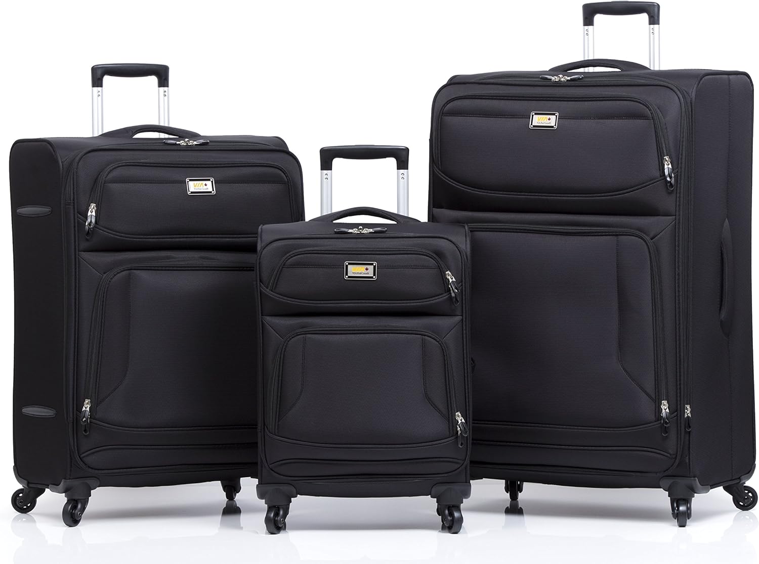 VIA Rail Canada James Bay 2.0, 3 Piece Luggage Set, Black, Checked