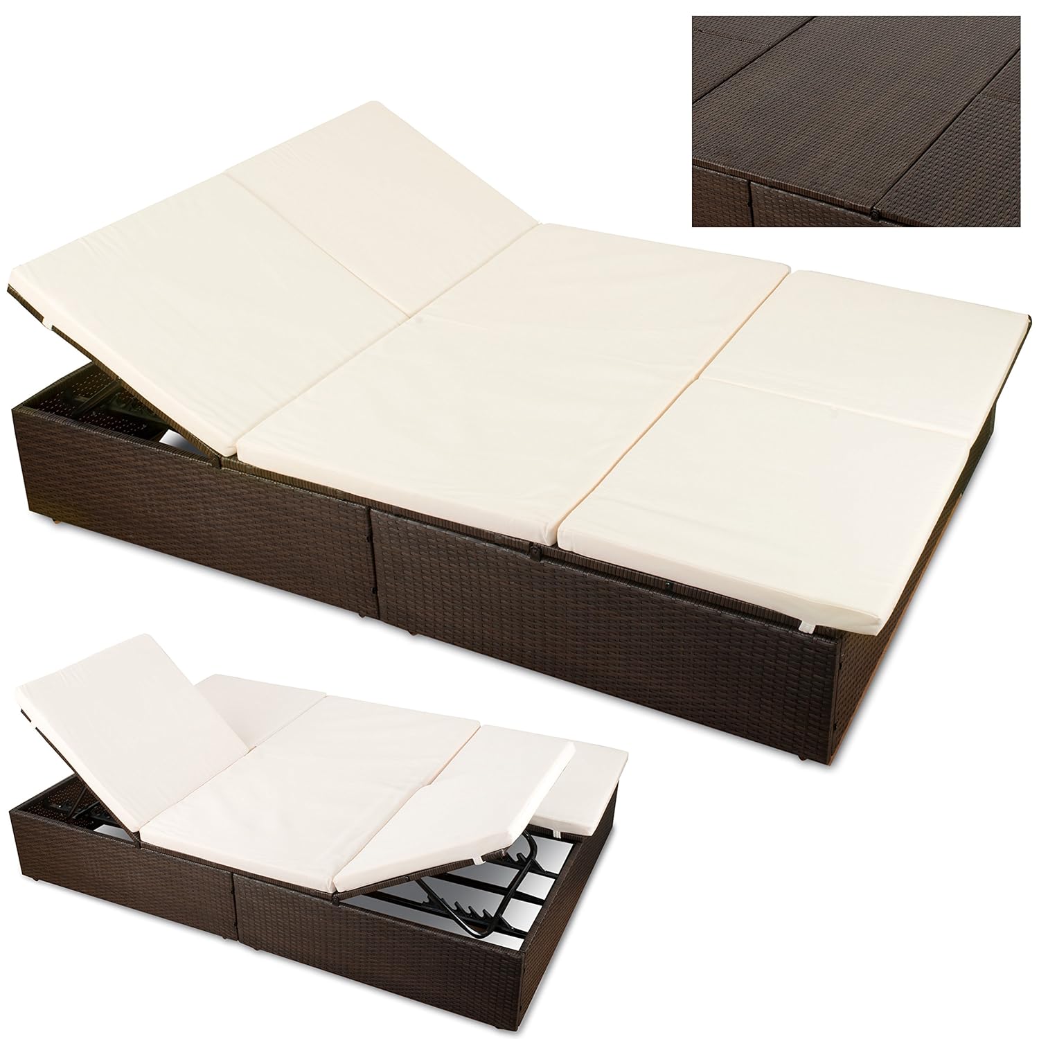 Amazon.de Polyrattan Doppelliege XXXL Sonnenliege Rattan klappbar